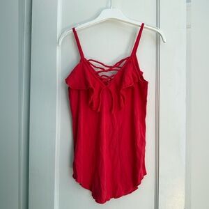 NWT Chaser Red Strappy Ruffle Cami Top Size M